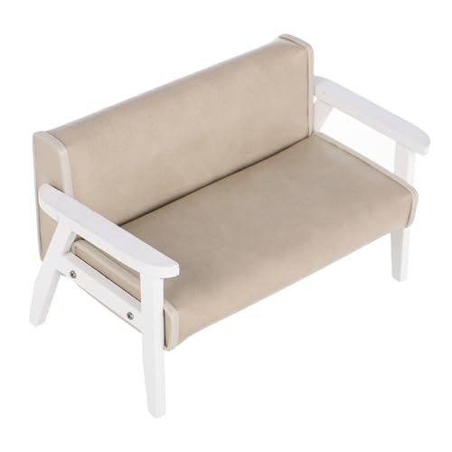 Abaodam Maßstab Stabiles Puppenhaus Möbelstück DIY Mini Couch für Wohnzimmerdekoration Realistisches Miniatur doppelsitzsofa Hellgrau von Abaodam