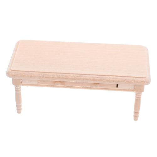 Abaodam Maßstab Unlackiertes Holz mit Schublade Vielseitiger Miniatur Wohnzimmertisch für Mini Hausmöbel DIY Dekoration Realistisches Puppenmöbel Zubehör von Abaodam