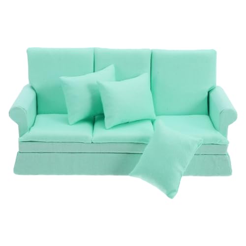 Abaodam Maßstab mit Weichen Kissen Langlebiges Miniatur Sofa Möbelstück für Puppenhaus Wohnzimmer Dekoration Stabiles und Farbintensives Design in Wasserblau von Abaodam