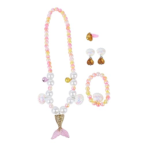 Abaodam Mermaid Schmuckset für Teiliges Set aus Perlen Halskette und Armbänder Süße Accessoires für Partys und Alltag für Kleine Meerjungfrauen von Abaodam