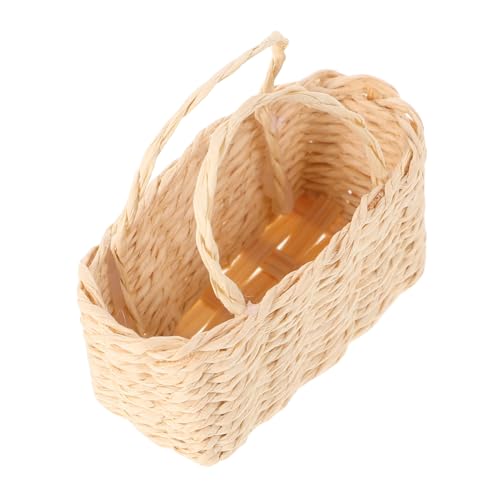 Abaodam Mini Aufbewahrungskorb Miniatur Puppenhaus Zubehör Mini Puppenhaus Zubehör Kleiner Korb Puppenhaus Wäschekorb Kleiner Picknickkorb Rattan Beige von Abaodam