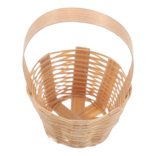 Abaodam Mini-Bambuskorb Miniaturkorb Puppenhaus Zubehör Dekorative Mini Körbe Miniaturaccessoires Bambus Korb Kleiner Picknickkorb Puppenhausartikel Minikörbe zum Basteln Khaki von Abaodam