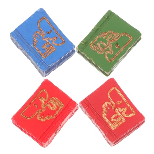 Abaodam Mini-Buch Ornamente Miniaturbücher Mini-Bücher für Puppenhaus Winzige Bücher Mini-Bücher für Puppen Puppenhaus Notizbuch Miniatur Puppenhaus Zubehör Puppenhaus Mini-Buch Harz 4 Stück von Abaodam