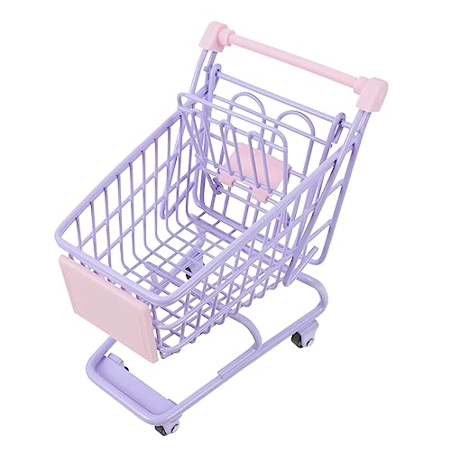 Abaodam Mini Einkaufswagen Miniatur Trolley Dekoratives für Rollenspiel und Schreibtisch Organizer Makronen Farbton von Abaodam
