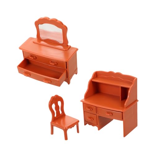 Abaodam Mini -Make -up -Tisch Schlafzimmermöbelzubehör Puppenhauszubehör Puppenhaus-miniaturmöbel Miniatur-tischfigur Miniaturpuppenhaustisch Miniatur Schminktisch Hellbraun Harz von Abaodam