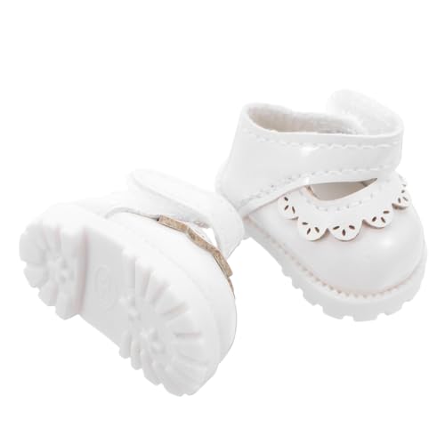Abaodam Mini PU Puppenschuhe Weiß Doll Footwear Flats Leichtgewichtige Modische Ersatzschuhe für Puppenhaus Kleidung Zubehör Einfaches Anziehen für Puppen von Abaodam