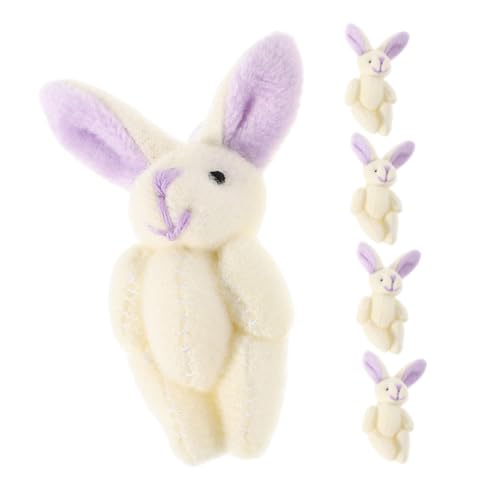 Abaodam Mini-Plüsch-Hase, weiches Gelenk-Hasen, Stofftier für niedliche Kaninchen-Dekoration mit Ohren für Partygeschenke und Rucksack-Zubehör, 5 Stück Abaodam Mini-Plüsch-Hase, weiches Gelenk-Hasen, Stofftier für niedliche Kaninchen-Dekoration mit Ohren für Partygeschenke und Rucksack-Zubehör, 5 Stück von Abaodam