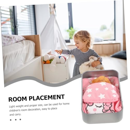 Abaodam Mini Plüschbär in Dose Kleines Stofftier Ornament Weicher als Kinderzimmer Deko Süßes mit Schlafsack und Karte Miniatur Kuscheltier für DIY Basteln von Abaodam