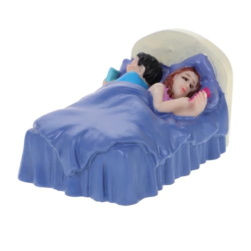 Abaodam Mini-Puppenhaus-Dekoration Sandkasten Modell Paar auf Bett Dekoration Bett Paar Figurine Micro Landschaft Dekoration Sandtischdekoration Mini-Paar-Statue Hochzeitspaarfiguren Harz von Abaodam