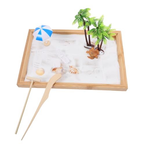 Abaodam Mini Sandkasten mit Meeresmotiv Zen Garten Dekoration für Büro und Zuhause Sandlandschaft mit Ozeanfiguren Stressabbauende Tischdeko Meditative Sandspielzeug von Abaodam