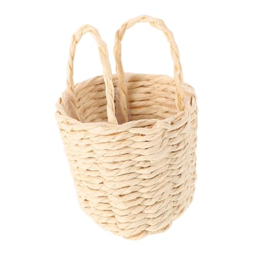 Abaodam Mini-aufbewahrung Skorb Kleiner Weidenkorb Kleiner Einkaufskorb Küchenspielzeug Vortäuschen Puppenhaus-Miniatur-einkaufskorb Puppenhaus-eierkorb Kleiner Korb Rattan Beige von Abaodam