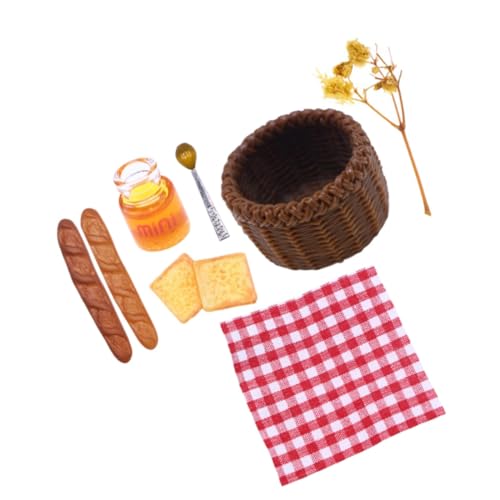 Abaodam Miniatur Aufbewahrungskorb Miniatur Brotkorb mit Zubehör Puppenhaus Dekoration Kreatives Lernspielzeug für Vielseitig als Deko und Geeignet von Abaodam