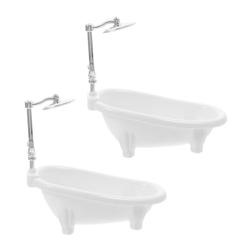 Abaodam Realistische Mini Puppenhaus Badezimmer Badewanne Miniatur Bad Möbel Spielzeug Weiß 2 Stück von Abaodam