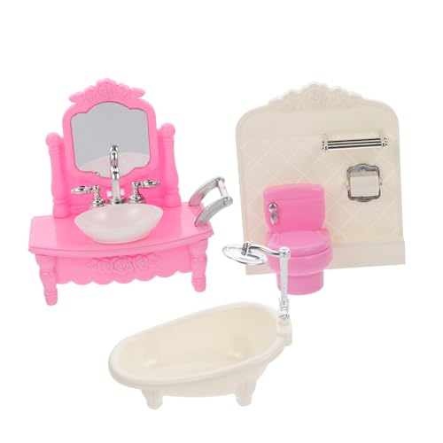 Abaodam Miniatur Badezimmermöbel Mini Badewanne Toilette und Waschbecken für Puppenhaus Detailgetreues Zubehör Geeignet für Puppen Langlebig und Realistisch von Abaodam