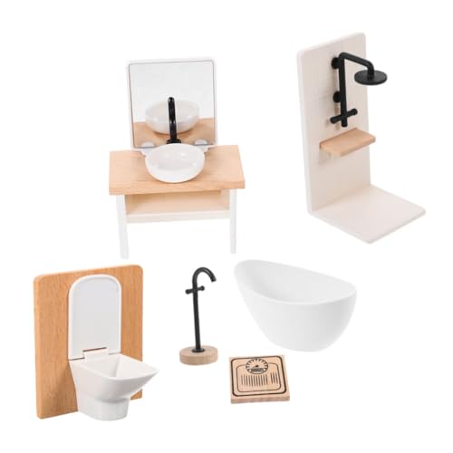 Abaodam Miniatur Badezimmermöbel Teiliges Puppenhaus Zubehör für Kreative Spielwelten Badewanne Waschbecken und Toilette aus Stabilem Abaodam Miniatur Badezimmermöbel Teiliges Puppenhaus Zubehör für Kreative Spielwelten Badewanne Waschbecken und Toilette aus Stabilem von Abaodam