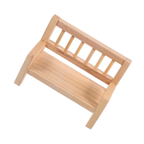 Abaodam Miniatur Gartenbank aus Holz Robust und Vintage Unbemalt Puppenhausmöbel Deko für Mini Haus Puppenhaus Zubehör für Miniatur Landschaft und Fotografie von Abaodam