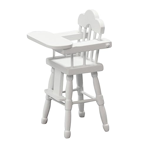 Abaodam Miniatur Hochstuhl Modell Weiß Verstellbarer Tischsitz für Puppenhaus Esszimmer Stuhl Spielküche Zubehör Fördert Kreativität und Soziales Spiel von Abaodam