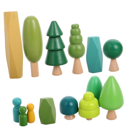 Abaodam Miniatur Holz Baum für Kleinkinder Sicheres Abriebfestes Rundes Buntes Wald Miniatur Feinmotorik und Kreativem Spiel von Abaodam