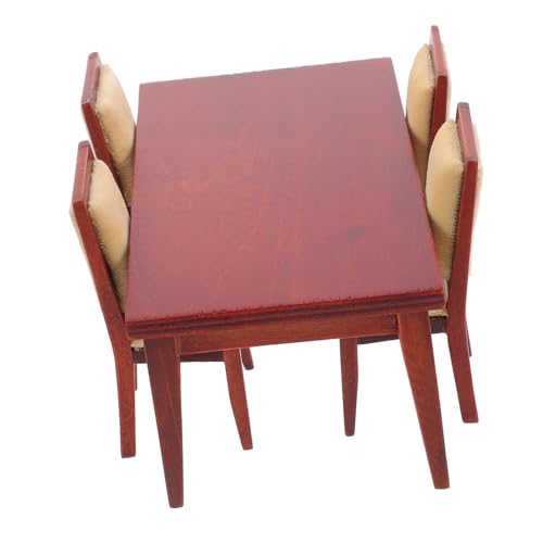 Abaodam Miniatur Holz Esszimmer Teilig Puppenhaus Möbel Dekoration Realistische Miniatur Tisch und Stuhl Robustes Holz Vielseitig für DIY Puppenhaus Zubehör Kinderzimmer Ornament von Abaodam