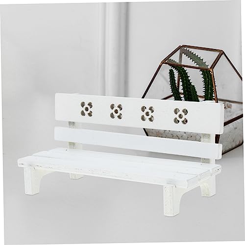 Abaodam Miniatur Holz Gartenbank Retro Modell Miniaturmöbel Dekoration Puppenhaus Zubehör Weiß für Mikro Landschaft und Haus Deko von Abaodam
