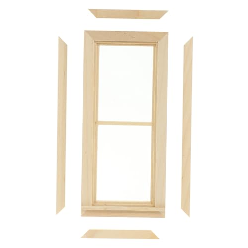 Abaodam Miniatur Holzfenster Modell Puppenhaus Zubehör Detailgetreues DIY Puppenhaus Fenster Geeignet für Mini Möbel Dekoration Kreative Bastelidee von Abaodam