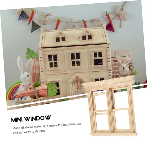 Abaodam Miniatur Holzfensterrahmen für Puppenhaus Unbemalt zum Selbstgestalten Langlebiges Holzmodell für DIY Möbel und Puppenhaus Dekoration für Sammler von Abaodam