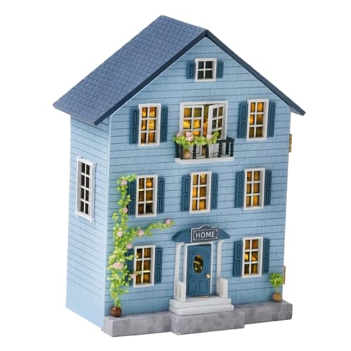 Abaodam Miniatur Holzhaus Bausatz mit Möbeln Stabiles DIY Modellset für Jugendliche Kreatives Mini Haus zum Selberbauen Tragbares Design Langlebige Holzstruktur für Weihnachtsdekoration von Abaodam