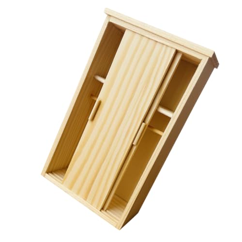 Abaodam Miniatur Holzkleiderschrank für Puppenhaus Vintage Mini Schrank aus Robustem Holz Vielseitig Dekorativ Pädagogisches Lichtgelb für Puppenhaus und Kreative Gestaltung von Abaodam