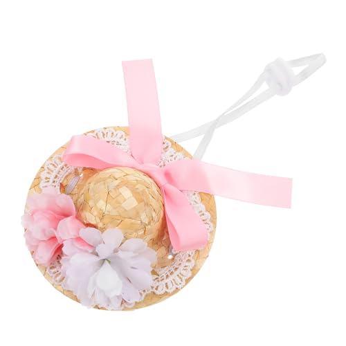Abaodam Miniatur Hüte für Puppen Sommerhut mit Schleife und Blume Xs Durchmesser Hochwertige Bastelaccessoires für Puppenpartys und Fotografie Robuste Rattan und Stoffkonstruktion von Abaodam