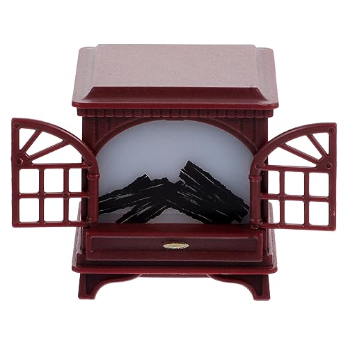 Abaodam Miniatur Kamin Modell mit Beleuchtung Puppenhaus Möbel Kunststoff Langlebig Miniaturhaus Dekoration Weihnachts Kamin Rot für DIY Puppenhäuser Puppenhaus Zubehör von Abaodam
