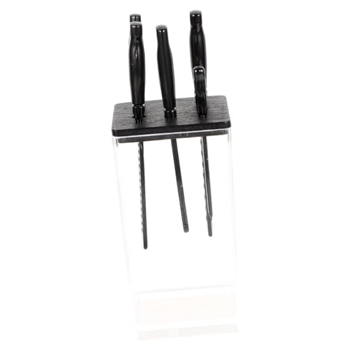 Abaodam Miniatur Küchenmesser Transparent Teilig mit Schwarzem Messerhalter für Puppenhausküche Feines Design Mini Küchenzubehör für DIY Bastelornamente und Miniaturdekorationen von Abaodam