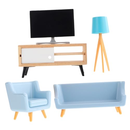 Abaodam Miniatur Möbel Teilig Puppenhaus Wohnzimmer mit Schwarzem Tv Weißem Tv Schrank Blauem Lampenschirm Langem und Kurzem Hellblauem Sofa Detailreiche Puppenmöbel für Mini Haus Abaodam Miniatur Möbel Teilig Puppenhaus Wohnzimmer mit Schwarzem Tv Weißem Tv Schrank Blauem Lampenschirm Langem und Kurzem Hellblauem Sofa Detailreiche Puppenmöbel für Mini Haus von Abaodam