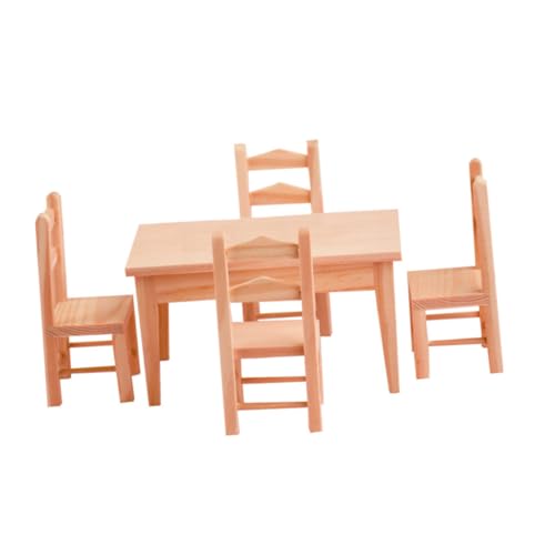 Abaodam Miniatur Möbelset Maßstab Holz Mini Tisch Stühle Set Langlebig Detailgetreu Geeignet für Puppenhaus Wohnzimmer DIY Modellbau Zubehör Perfektes Puppenmöbel Accessoire von Abaodam