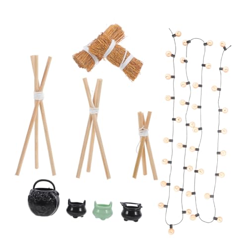 Abaodam Miniatur Outdoor Dekoration Teiliges mit Stabilem Holzgestell und Mini Kesseln Halloween Puppenhaus Zubehör Vielseitige Mini Haus Dekoration für Szenen Abaodam Miniatur Outdoor Dekoration Teiliges mit Stabilem Holzgestell und Mini Kesseln Halloween Puppenhaus Zubehör Vielseitige Mini Haus Dekoration für Szenen von Abaodam