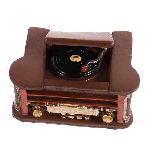 Abaodam Miniatur Plattenspieler Dekoration Retro Resin Mini Haus Ornament Puppenhaus Zubehör Wohnzimmer Schlafzimmer Deko Modell für Tiny House Landschaft von Abaodam