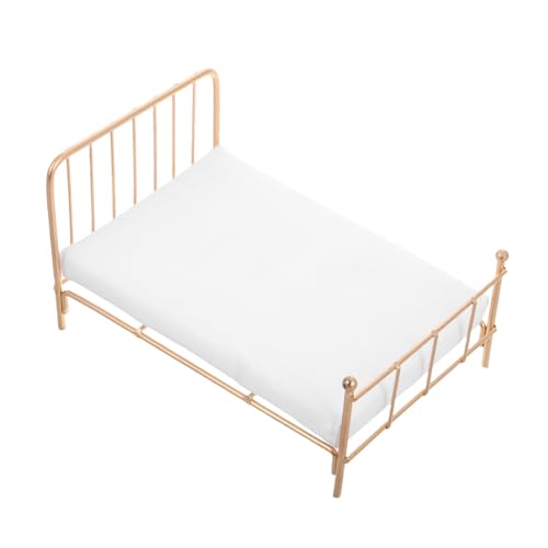 Abaodam Miniatur Puppenhaus Bett Mit Matratze Maßstab Metallbett Für Puppenhaus Schlafzimmer Puppenhaus Zubehör Goldfarbe Abaodam Miniatur Puppenhaus Bett Mit Matratze Maßstab Metallbett Für Puppenhaus Schlafzimmer Puppenhaus Zubehör Goldfarbe von Abaodam