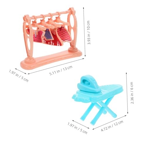 Abaodam Miniatur Puppenhaus Bügeleisen mit Miniatur Bügelbrett Handgefertigt Kompakt und Detailreich als Dekoration für Puppenhäuser von Abaodam