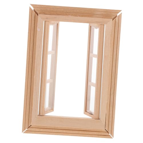 Abaodam Miniatur Puppenhaus Fenster Modell aus Holz Unbemalt für DIY Handgefertigtes Tiny Window Decor Stilvolle Miniatur Möbel für Puppenhaus Küche Schlafzimmer Wohnzimmer Kreatives Deko von Abaodam