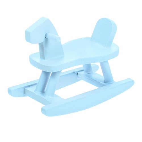 Abaodam Miniatur Puppenhaus Möbel Schaukelpferd Blau Vintage Stil Dekoratives Ornament für Puppenhaus Ausstattung Handgefertigtes Mini Modell als Foto Requisite und Zimmerdeko von Abaodam