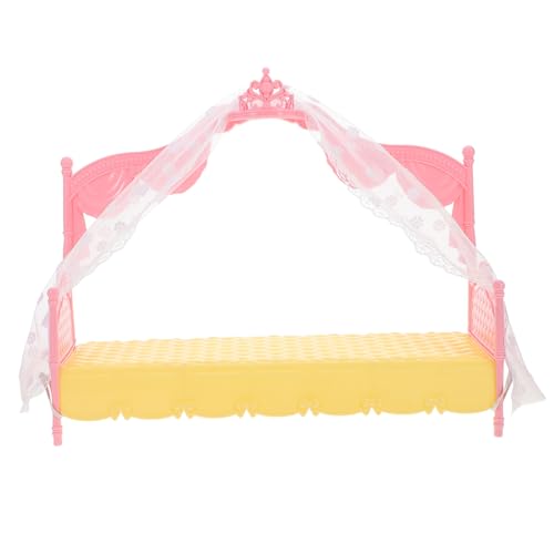 Abaodam Miniatur Puppenhaus Prinzessin Bett mit Abnehmbarem Baldachin Spielzeugmöbel Zubehör für Kreatives Rollenspiel und Puppenhaus Dekoration Gelb Abaodam Miniatur Puppenhaus Prinzessin Bett mit Abnehmbarem Baldachin Spielzeugmöbel Zubehör für Kreatives Rollenspiel und Puppenhaus Dekoration Gelb von Abaodam