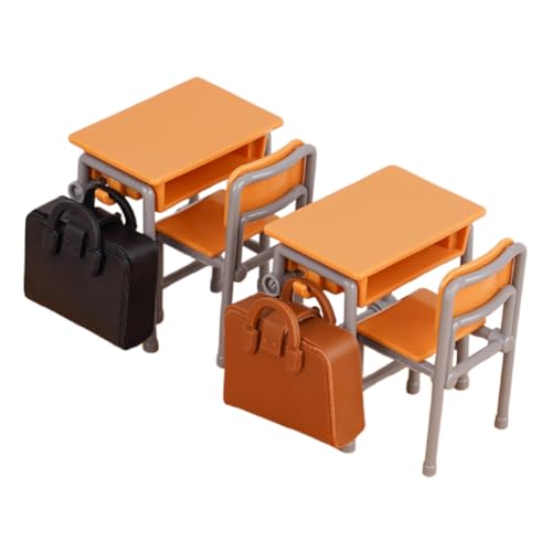 Abaodam Miniatur Puppenhaus Schulmöbel Kleine Schulbänke Stühle Mini Schulranzen Handgefertigte Detaillierte Klassenzimmer Zubehör für Puppenhaus Dekoration von Abaodam