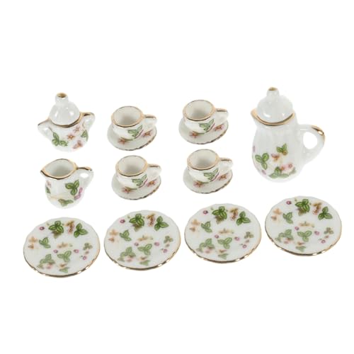 Abaodam Miniatur Puppenhaus Teeservice Set Keramik Mini Tasse Untersetzer Dekoratives Miniatur Küchenzubehör Vintage Stil Grün Goldrand Abaodam Miniatur Puppenhaus Teeservice Set Keramik Mini Tasse Untersetzer Dekoratives Miniatur Küchenzubehör Vintage Stil Grün Goldrand von Abaodam