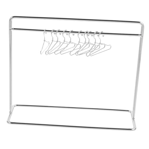Abaodam Miniatur Puppenkleiderbügel Teilig Kleinem Silbernem Kleiderständer und Silbernen Kleiderbügeln Langlebig und Schonend für Puppenkleidung zur Aufbewahrung und Präsentation von von Abaodam