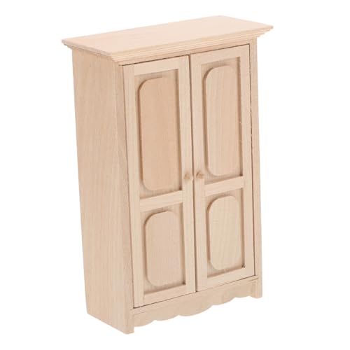 Abaodam Miniatur Puppenschrank aus Holz Vintage Stil Dekoratives Aufbewahrungsregal für Puppenhaus Zubehör Realistische Maße Praktischer Stauraum für Kleine Figuren und Accessoires von Abaodam