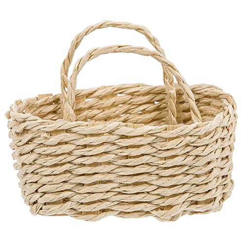 Abaodam Miniatur Rattankorb Handgeflochten Mini Aufbewahrungskorb mit Griff Dekoratives Miniaturhaus Zubehör Langlebiger Kleiner Flechtkorb für Puppenhaus und von Abaodam