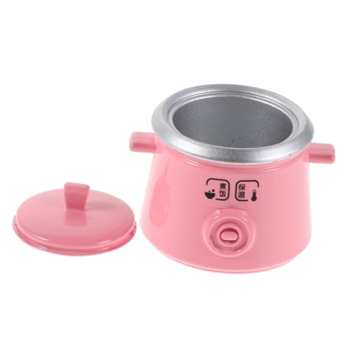 Abaodam Miniatur Reiskocher Metall Modell Detailgetreues Puppenhaus Küchenzubehör Langlebiges Miniatur Küchengerät für Rollenspiel und Kreative Dekoration Rosa von Abaodam