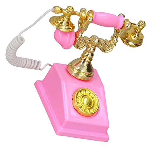 Abaodam Miniatur Retro Telefon Modell Puppenhaus Dekoration Kleines Vintage Festnetztelefon Niedliches Miniatur Telefon für Lernspiel und Puppenhaus Zubehör Geschenkidee von Abaodam