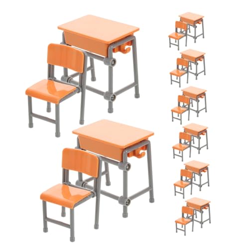 Abaodam Miniatur Schulmöbel Set aus Miniatur Klassenzimmer Schreibtisch und Stuhl für Puppenhaus für Rollenspiele und Kreative Kinderzimmerdekoration von Abaodam