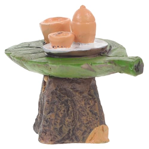 Abaodam Miniatur Teetisch Modell Wunderschönes Dekorationselement für Mini Häuser Kunstpflanze Ornament für Garten Zimmer Deko und Kreative Spielwelten von Abaodam