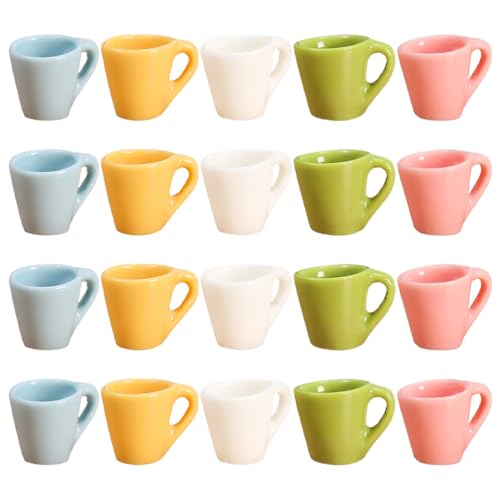 Abaodam 20 Stück Puppenhaus Mini Kaffeetassen Miniaturen Becher Tassen Teetasse Miniatur Wasserbecher Puppenhaus Miniatur Küche Dekoration Rollenspiel Zubehör von Abaodam